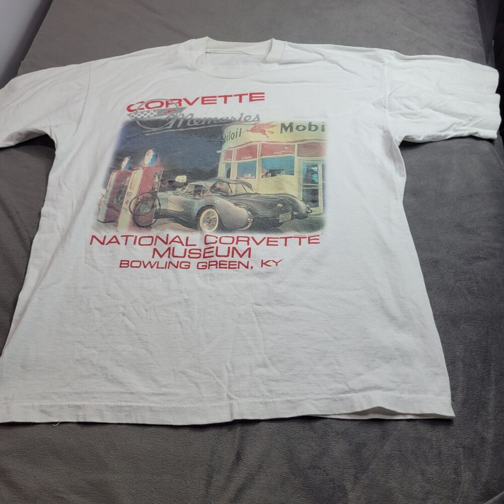 Vtg Corvette Shirt Mens Large White National Museum 95 Single Stitch Tee Graphic